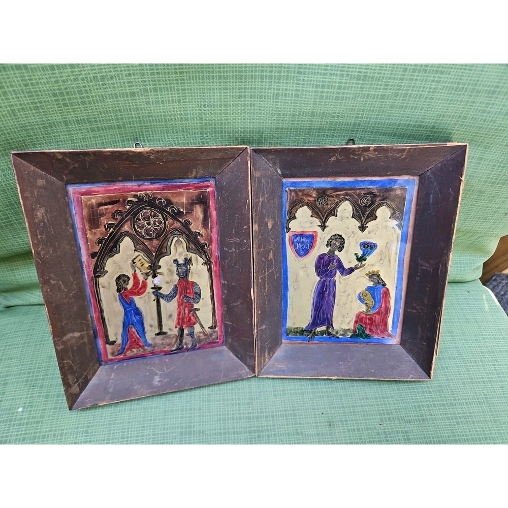 2 Medieval Illuminated Manuscript‎ Prints Saint Joseph Holy Grail Christianity